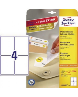 Avery Zweckform Etikett L4733REV-25 99,1x139mm weiß 100 St./Pack.