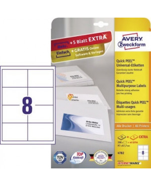 Avery Zweckform Universaletikett 4782 97x67,7mm weiß 200 St./Pack.