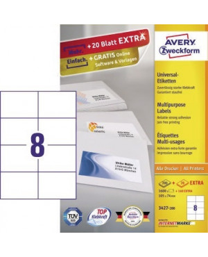 Avery Zweckform Etikett 3427-200 105x74mm weiß 1.600 St./Pack.