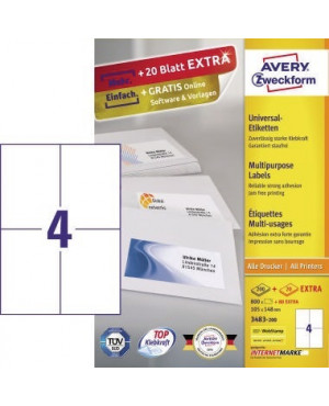 Avery Zweckform Etikett 3483-200 105x148mm weiß 800 St./Pack.