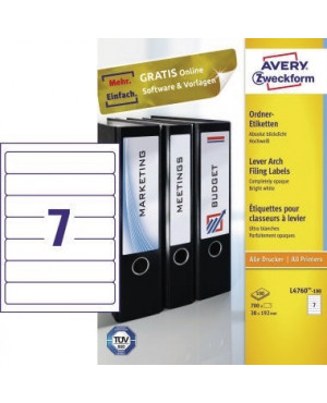 Avery Zweckform Ordneretikett L4760-100 38x192mm ws 700 St./Pack.