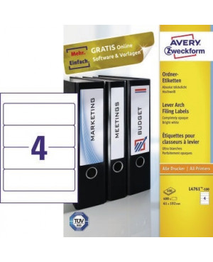 Avery Zweckform Ordneretikett L4761-100 61x192mm ws 400 St./Pack.