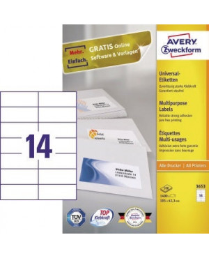 Avery Zweckform Universaletikett 3653 105x42,3mm ws 1.400 St./Pack.