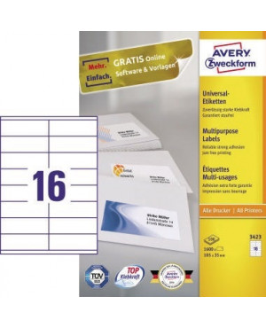 Avery Zweckform Universaletikett 3423 105x35mm weiß 1.600 St./Pack.