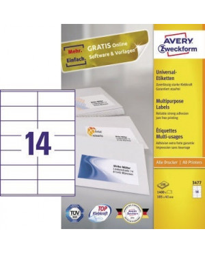 Avery Zweckform Universaletikett 3477 105x41mm weiß 1.400 St./Pack.