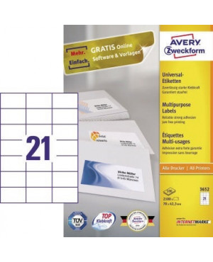 Avery Zweckform Universaletikett 3652 70x42,3mm weiß 2.100 St./Pack.