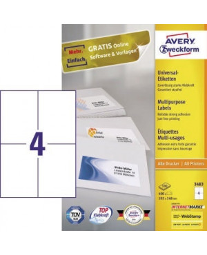 Avery Zweckform Universaletikett 3483 105x148mm weiß 400 St./Pack.
