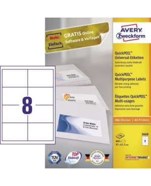 Avery Zweckform Universaletikett 3660 97x67,7mm weiß 800 St./Pack.