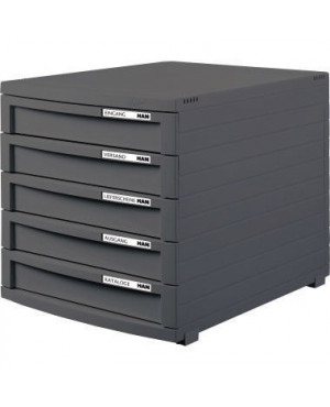 HAN Schubladenbox CONTUR 1505-191 DIN A4/B4/C4 5Schübe geschl dgr/dgr