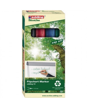 edding Flipchartmarker 31 EcoLine 4-31-4 1,5-3mm sortiert 4 St./Pack.