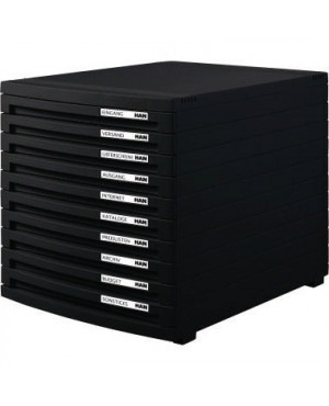 HAN Schubladenbox CONTUR 1510-13 A4/B4/C4 10Schübe geschl. sw/sw