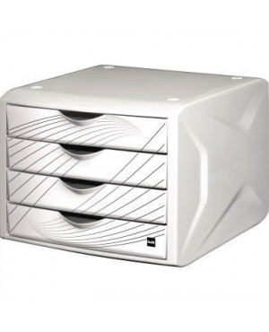 Helit Schubladenbox Chameleon H6129505 4Schübe A4/C4 white queen