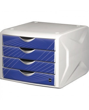 Helit Schubladenbox Chameleon H6129534 4Schübe A4/C4 blue knight