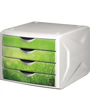 Helit Schubladenbox Chameleon H6129650 4Schübe A4/C4 springtime