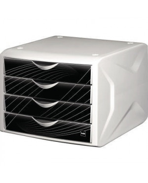 Helit Schubladenbox Chameleon H6129595 4Schübe A4/C4 black king