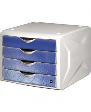 Helit Schubladenbox Chameleon H6129634 4Schübe A4/C4 cool water
