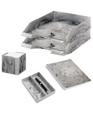 Jalema Schreibtischset Marmor 7438907 5teilig hellgrau