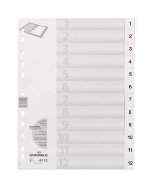 DURABLE Ordnerregister 611202 DIN A4 1-12 geprägte Taben ws