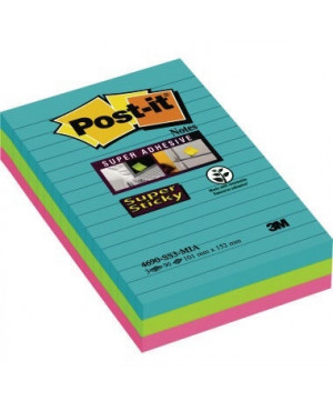 Post-it Super Sticky Notes 4690S3MI 101x152mm f.sort. 3 St./Pack.