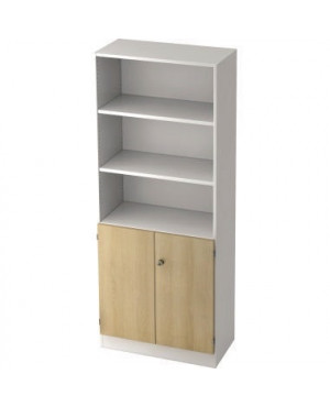 Hammerbacher Regalschrank Solid V6770/W/E/SG 5OH weiß/eiche