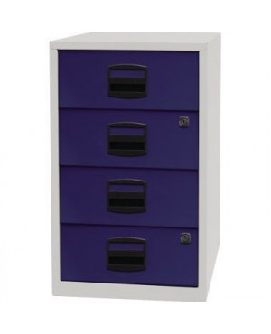 Schubladenschrank PFA4S505 4Schubfächer lichtgrau/oxfordblau