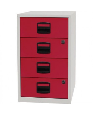 Schubladenschrank PFA4S506 4Schubfächer lichtgrau/kardinalrot