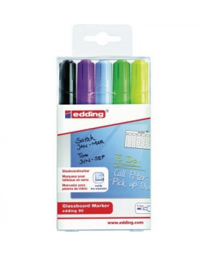 edding Glasboardmarker 4-90-5-999 2-3mm Rundspitze sort. 5 St./Pack.