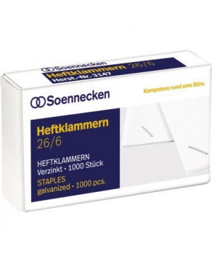 Soennecken Heftklammern 3147 26/6 verzinkt 1.000 St./Pack.