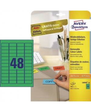 Avery Zweckform Etikett L6040-20 45,7x21,2mm grün 960 St./Pack.