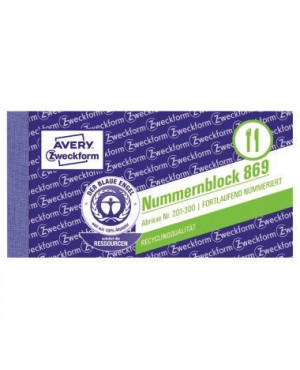 Avery Zweckform Nummernblock 869 105x53mm sortiert