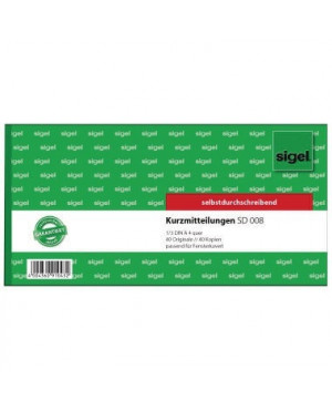 Sigel Kurzmitteilung SD008 1/3 DIN A4 quer 2x40Blatt