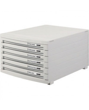 HAN Schubladenbox CONTUR 1506-11 DIN B4 6Schubfächer lichtgrau