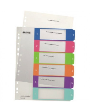 Leitz Register WOW 12420000 DIN A4 1-6 volle Höhe PP farbig