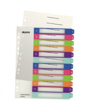 Leitz Register WOW 12440000 DIN A4 1-12 volle Höhe PP farbig