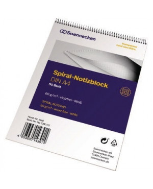 Soennecken Notizblock 1118 DIN A4 60g kariert 50Blatt weiß