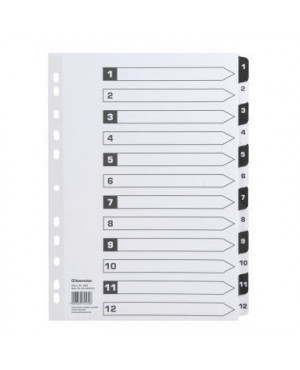 Soennecken Register 1584 DIN A4 1-12 volle Höhe Karton schwarz/weiß