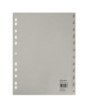 Soennecken Register 1533 DIN A4 Dez.-Jan. volle Höhe PP grau