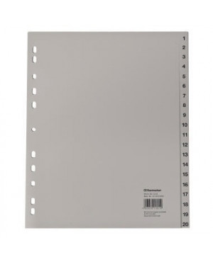 Soennecken Register 2134 DIN A4 1-20 volle Höhe Überbreite PP grau