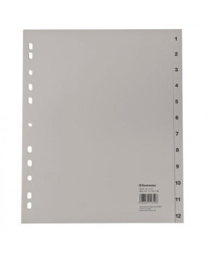 Soennecken Register 2133 DIN A4 1-12 volle Höhe Überbreite PP grau