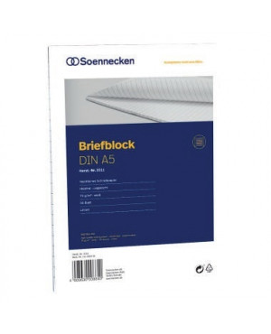 Soennecken Briefblock 2311 DIN A5 70g liniert 50Blatt weiß