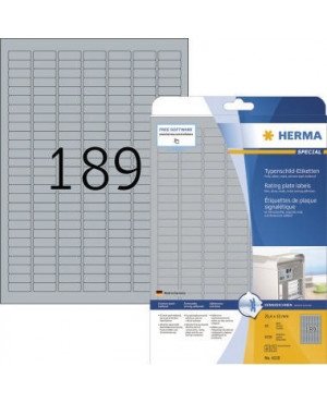 HERMA Etikett Typenschild 4220 25x10mm silber 4.725 St./Pack.