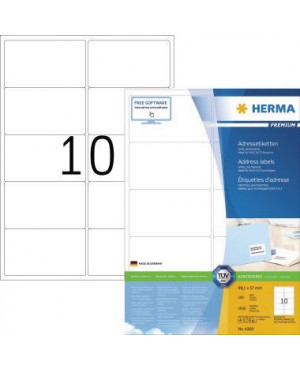 Herma Etikett 4268 99,1 x 57 mm matt Papier weiß 1.000 St./Pack.
