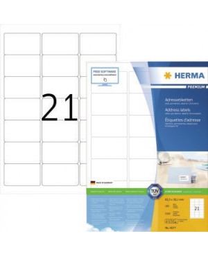 HERMA Etikett PREMIUM 4677 63,5x38,1mm weiß 2.100 St./Pack.