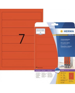 HERMA Ordneretikett 5092 kurz/schmal sk rot 140 St./Pack.