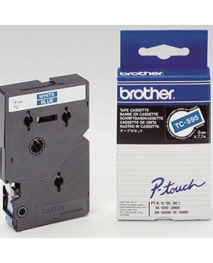 P-touch Schriftbandkassette TC595 9mmx7,7m laminiert ws auf bl