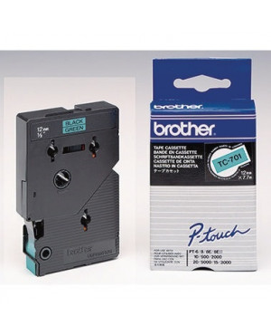 P-touch Schriftbandkassette TC701 12mmx7,7m laminiert sw auf gn