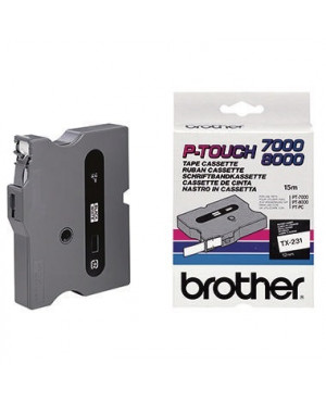 P-touch Schriftbandkassette TX231 12mmx15,4m laminiert sw auf ws
