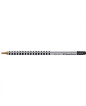Faber-Castell Bleistift GRIP 2001 117200 mit Radierer HB silbergrau