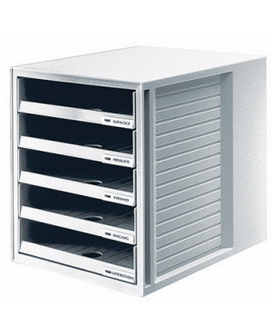 HAN Schubladenbox 1401-11 DIN A4 5Schubfächer PS lichtgrau/lichtgrau