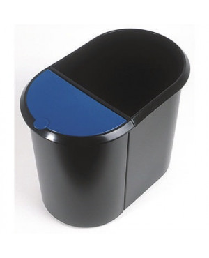 helit Papierkorb Duo-System H6103993 29l oval Kunststoff sw/bla